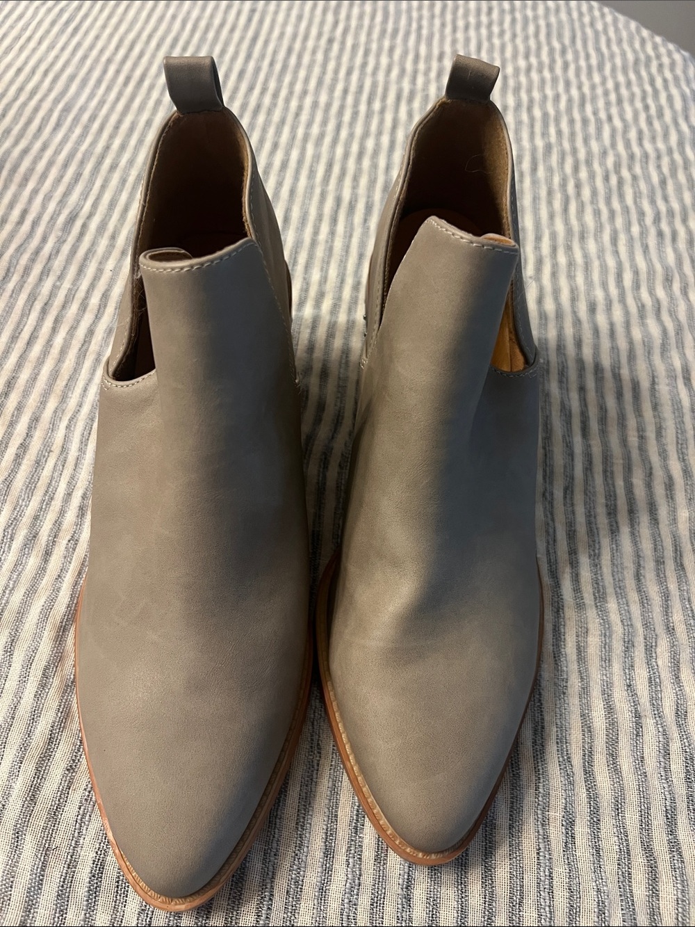 Dolce Vita Taupe Pointed Chelsea with leather stack Ankle Boots